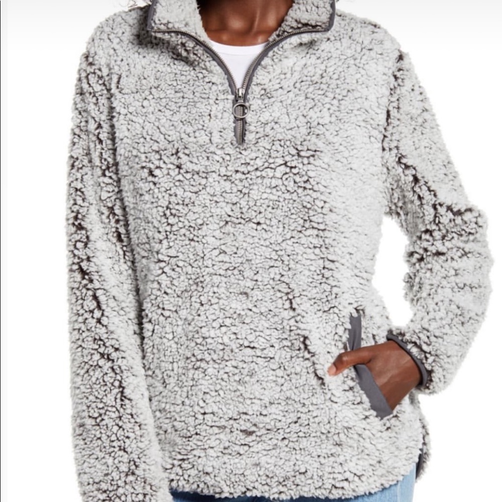 Designer Sherpa teddy pull over sweater
